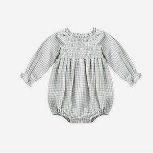 QUINCY MAE Eden Romper Blue Gingham 3-6M